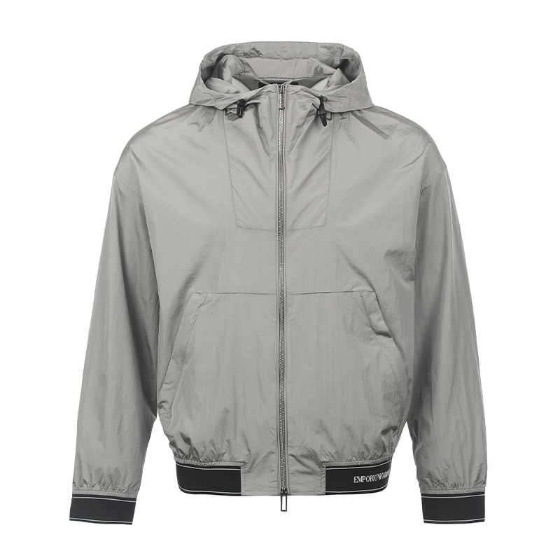 Order EMPORIO ARMANI SS23 グレー レタープリント ジップフーディージャケット 3R1BR8-1NKWZ-0634