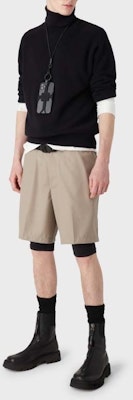 Emporio Armani SS23 High-Waist Elastic Shorts Khaki Color. 3R1PC1-1NRBZ-0144 Lookbook Emporio Armani SS23 High-Waist Elastic Shorts Khaki Color. 3R1PC1-1NRBZ-0144
