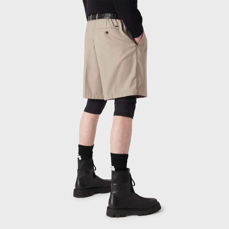 Purchase Emporio Armani SS23  High-Waist Elastic Shorts Khaki Color. 3R1PC1-1NRBZ-0144