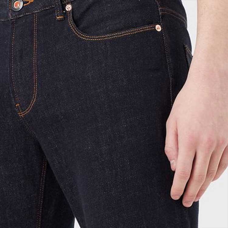 Details for EMPORIO ARMANI SS23 Indigo Jeans Potongan Lurus dengan Sulaman Malaysia. 3R1J06-1DMWZ-F952