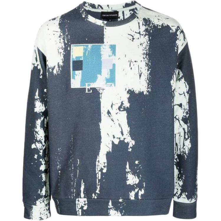 Emporio Armani SS23  Light Blue Logo Embroidered Crewneck Sweatshirt. 3R1M6R-1JWFZ-F927