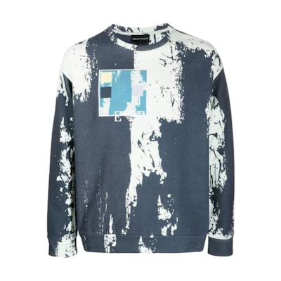 Emporio Armani SS23 Light Blue Logo Embroidered Crewneck Sweatshirt. 3R1M6R-1JWFZ-F927