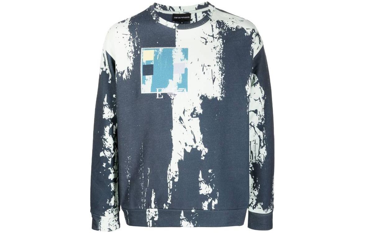 Order エンポリオアルマーニ SS23 ライトブルー ロゴ刺繍 クルーネック スウェットシャツ 3R1M6R-1JWFZ-F927