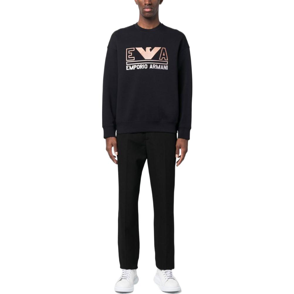 Lookbook エンポリオアルマーニ SS23 ロゴ刺繍 クルーネック スウェットシャツ ネイビーブルー 3R1MBT-1JHSZ-09K5