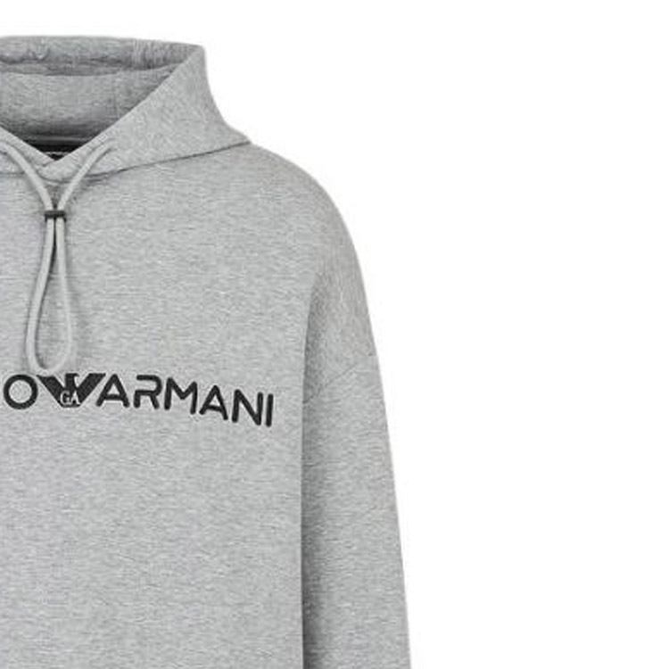 Sizing EMPORIO ARMANI SS23  Logo Embroidered Drawstring Hoodie - Gray. 3R1MBC-1JHSZ-0630