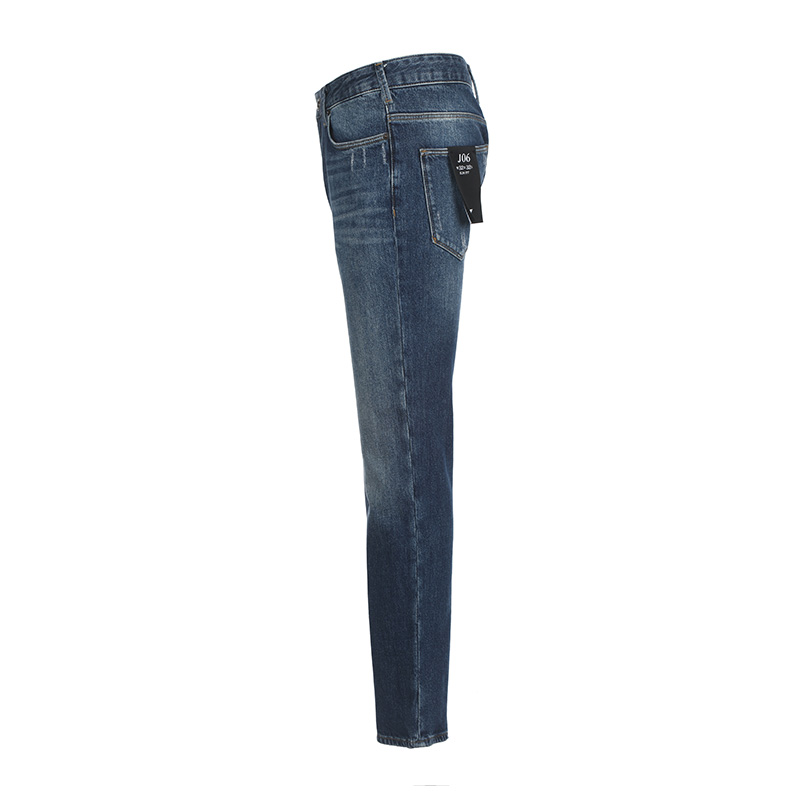 Shop EMPORIO ARMANI SS23 Jeans Biru Kasual Denim Potongan Lurus Sederhana 3R1J06-1D15Z-0942