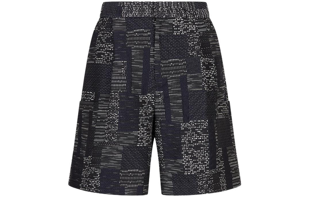 Emporio Armani SS23  Mid-Waist Jacquard Bermuda Shorts Blue D41PB3-D1050-0920