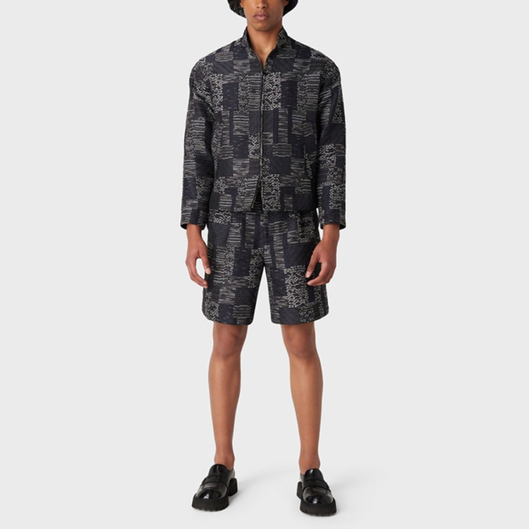 Lookbook 엠포리오 아르마니 SS23 미드웨이스트 자카드 버뮤다 쇼츠 블루 D41PB3-D1050-0920