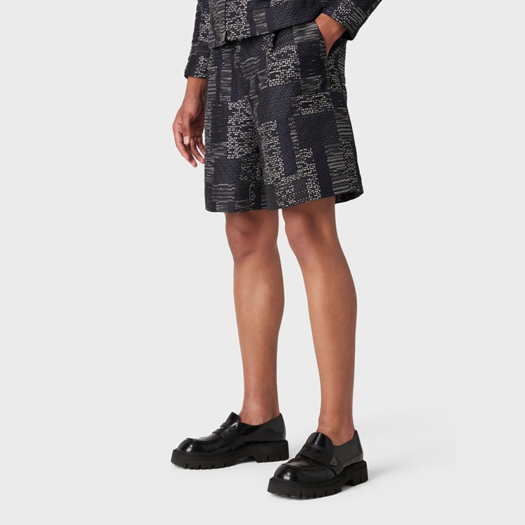 Shop 엠포리오 아르마니 SS23 미드웨이스트 자카드 버뮤다 쇼츠 블루 D41PB3-D1050-0920