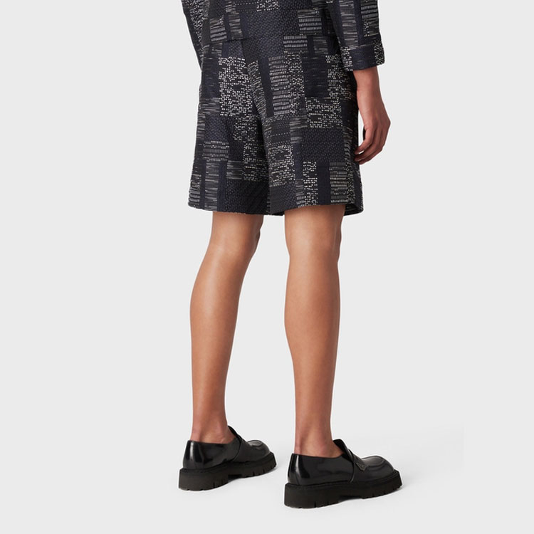 Purchase 엠포리오 아르마니 SS23 미드웨이스트 자카드 버뮤다 쇼츠 블루 D41PB3-D1050-0920