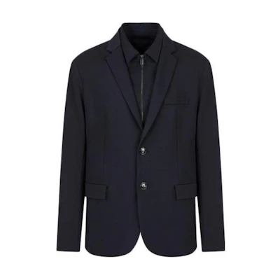 EMPORIO ARMANI SS23 Navy Blue Detachable Inner Lapel Blazer. 3R1GM0-1JMTZ-0920