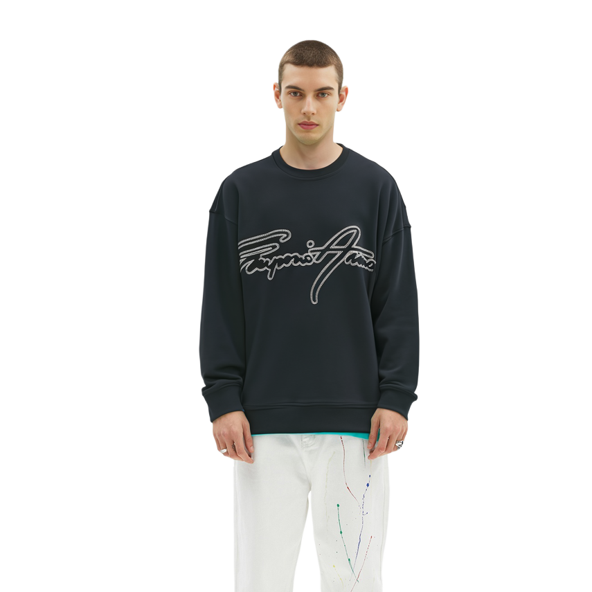 Purchase エンポリオ アルマーニ SS23 ネイビー クルーネック レター プリント スウェットシャツ 3R1MDK-1JHSZ-0920