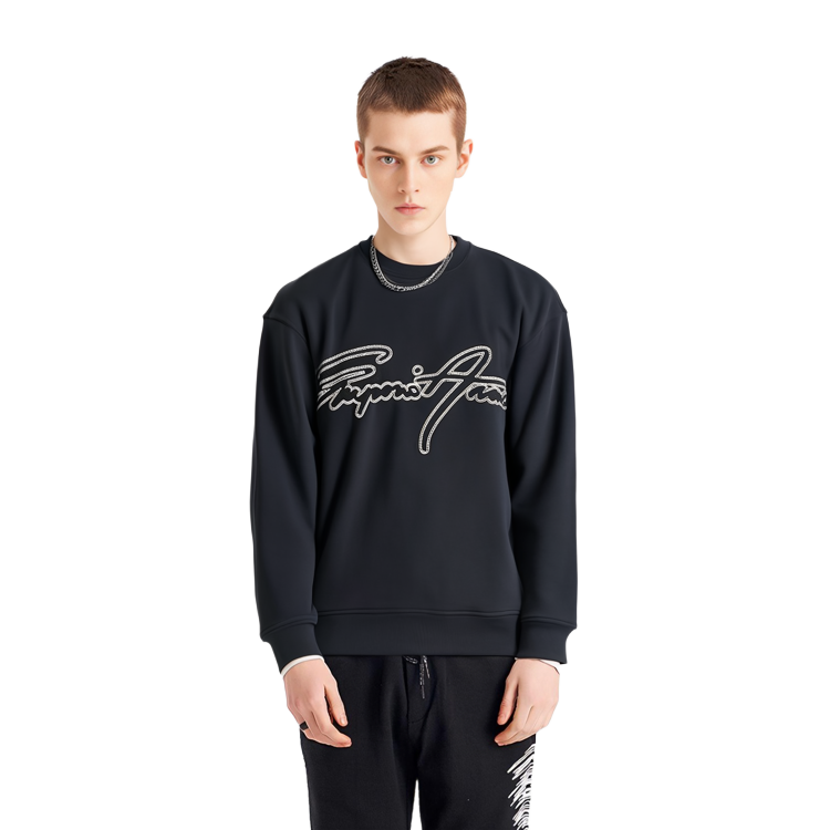 Details for エンポリオ アルマーニ SS23 ネイビー クルーネック レター プリント スウェットシャツ 3R1MDK-1JHSZ-0920