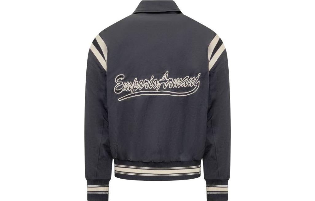 Lookbook Emporio Armani SS23 海軍藍條紋字母印花單排扣外套。 6R1BZ2-1NZOZ-0920