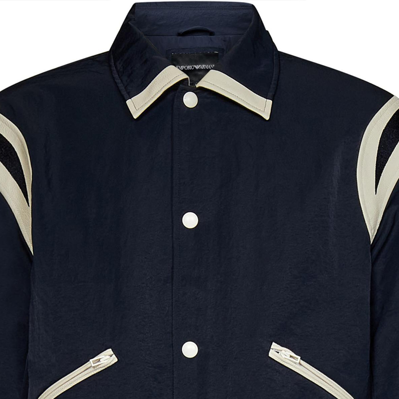 Cheap Emporio Armani SS23 海軍藍條紋字母印花單排扣外套。 6R1BZ2-1NZOZ-0920
