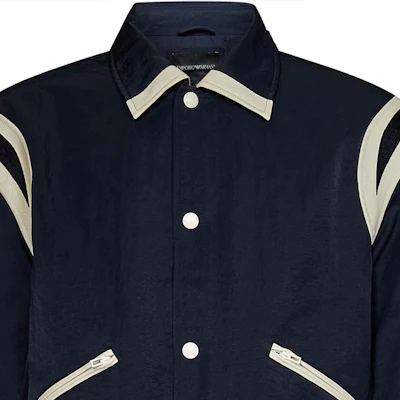 Emporio Armani SS23 海軍藍條紋字母印花單排扣外套。 6R1BZ2-1NZOZ-0920 Cheap Emporio Armani SS23 海軍藍條紋字母印花單排扣外套。 6R1BZ2-1NZOZ-0920