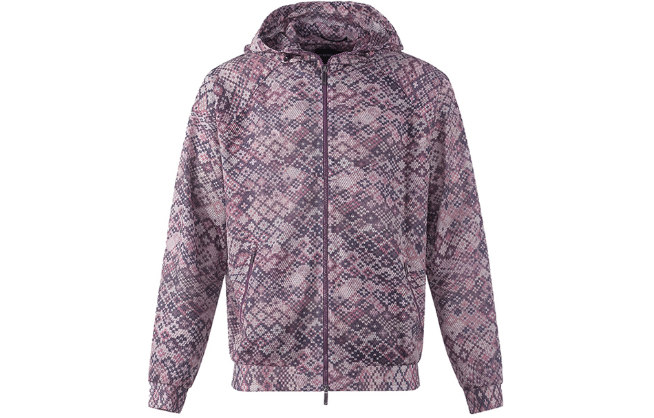 Order Emporio Armani SS23 Jaket Hoodie Mesh Santai dalam Kelabu Merah Jambu. H31R04-C1031-321