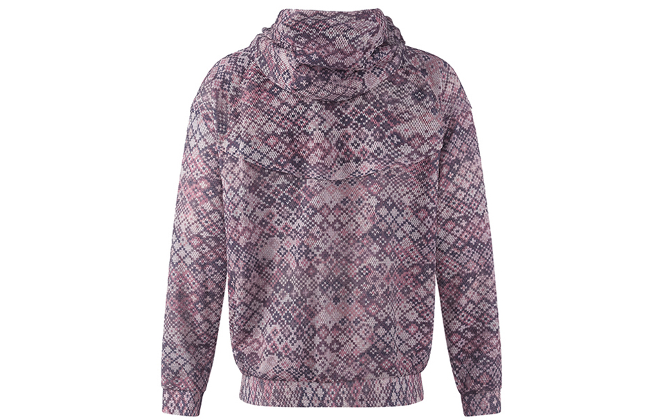 Lookbook Emporio Armani SS23 Jaket Hoodie Mesh Santai dalam Kelabu Merah Jambu. H31R04-C1031-321