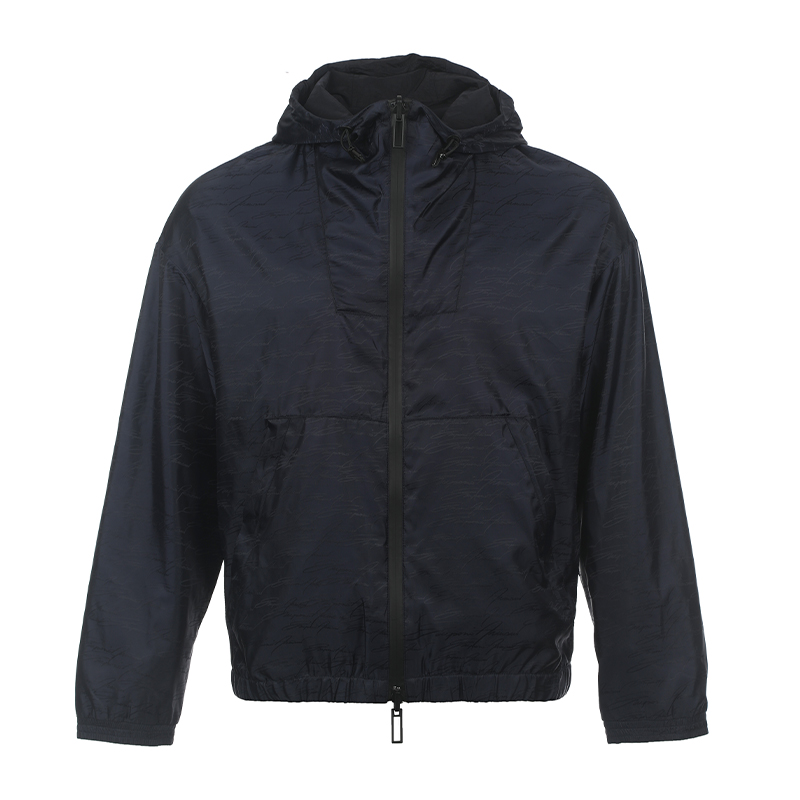 EMPORIO ARMANI SS23  Reversible Logo Hooded Jacket Black. 3R1BQ9-1NVSZ-F9A1