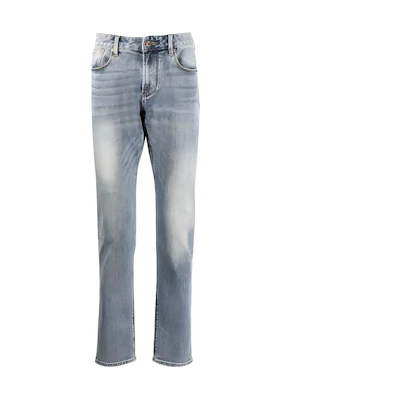 Emporio Armani SS23 Slim-Fit Logo Zipper Jeans Blue Grey. 3R1J06-1DMXZ-0943