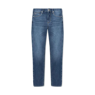 Emporio Armani SS23 Slim-Fit Washed Mid-Rise Blue Denim Jeans. 3R1J06-1DL2Z-0942