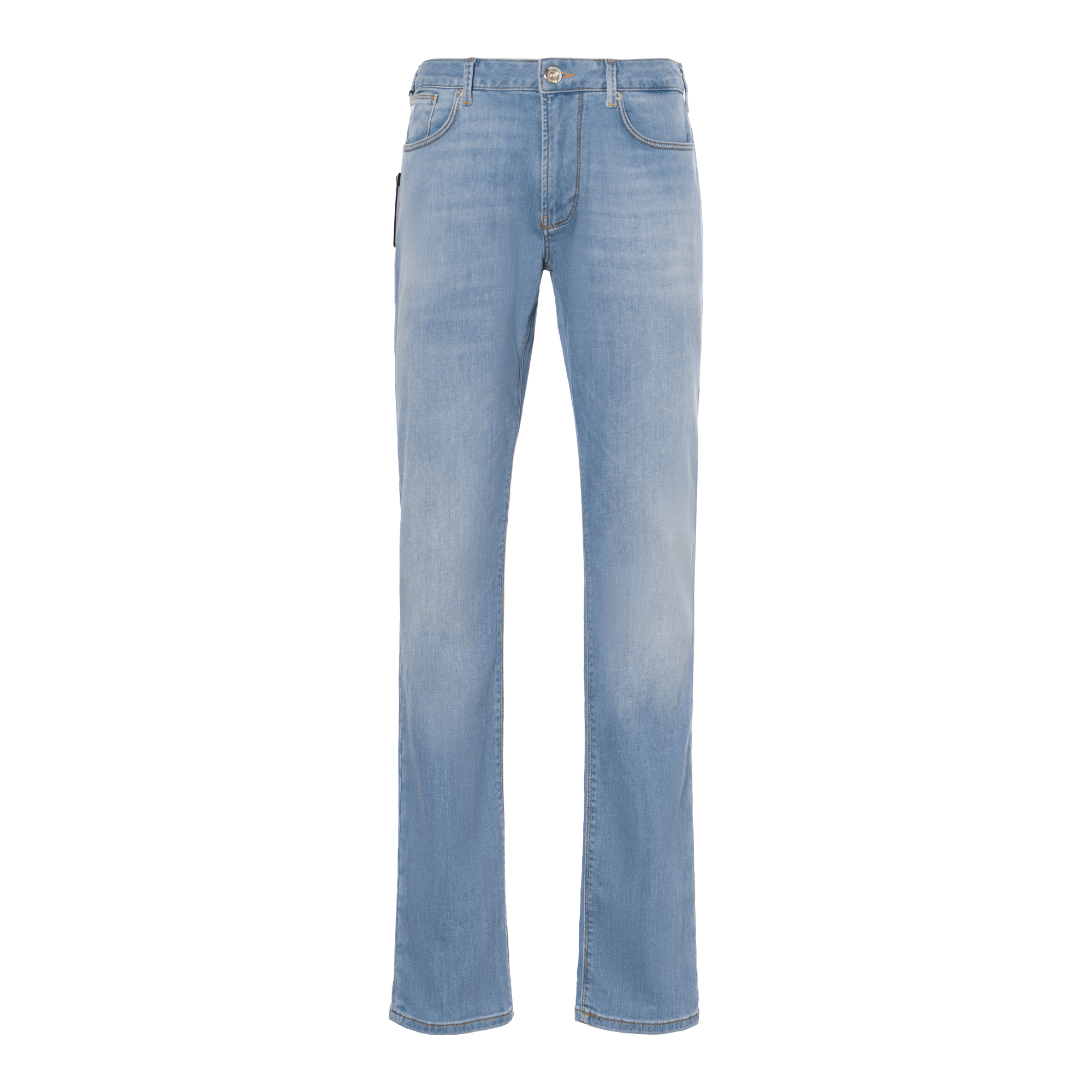 EMPORIO ARMANI SS23  Slim Fit Mid-Rise Washed Denim Jeans Light Blue 3R1J06-1D09Z-0943