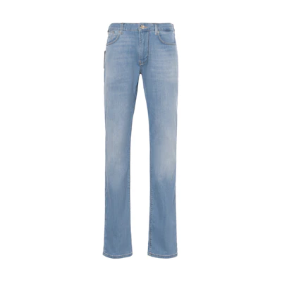 EMPORIO ARMANI SS23 Slim Fit Mid-Rise Washed Denim Jeans Light Blue 3R1J06-1D09Z-0943