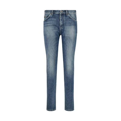 EMPORIO ARMANI SS23 Solid Button Mid-Rise Straight Denim Jeans Blue 3R1J16-1D0FZ-0942