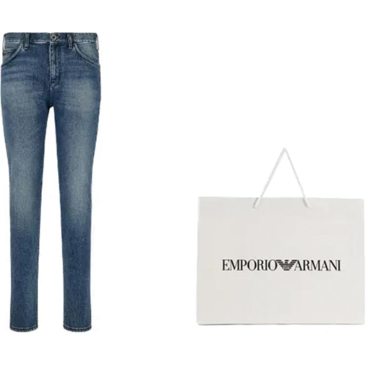 Lookbook EMPORIO ARMANI SS23 Seluar Jeans Denim Biru Potongan Lurus Mid-Rise Lelaki 3R1J16-1D0FZ-0942