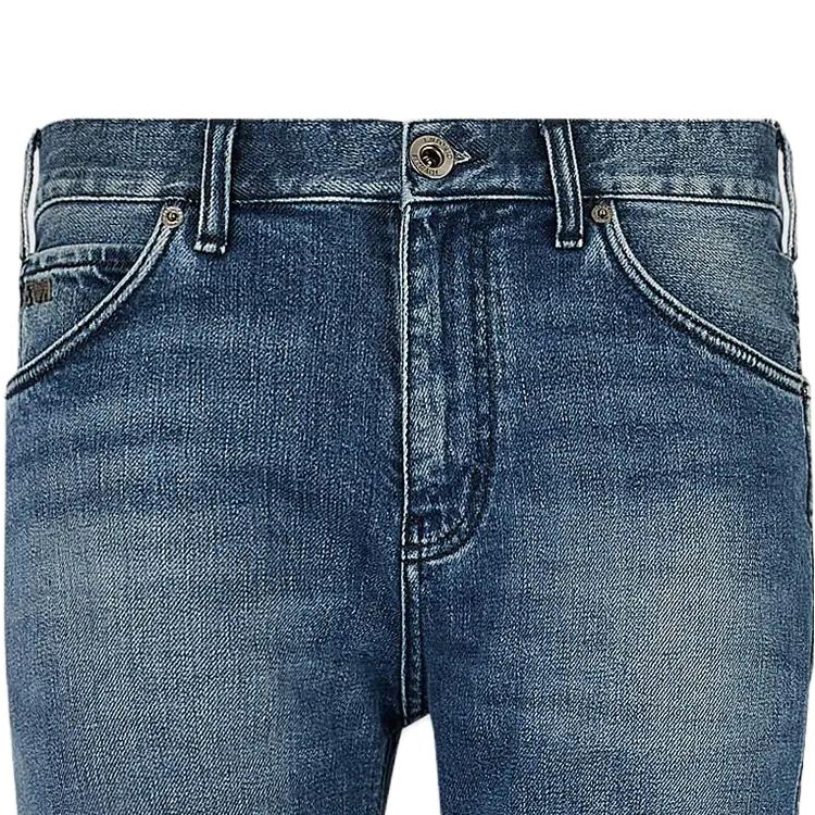 Sizing EMPORIO ARMANI SS23 Seluar Jeans Denim Biru Potongan Lurus Mid-Rise Lelaki 3R1J16-1D0FZ-0942