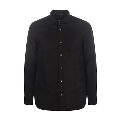 EMPORIO ARMANI SS23 Solid Color Button-Up Shirt Black 3R1C86-1K0DZ-F083