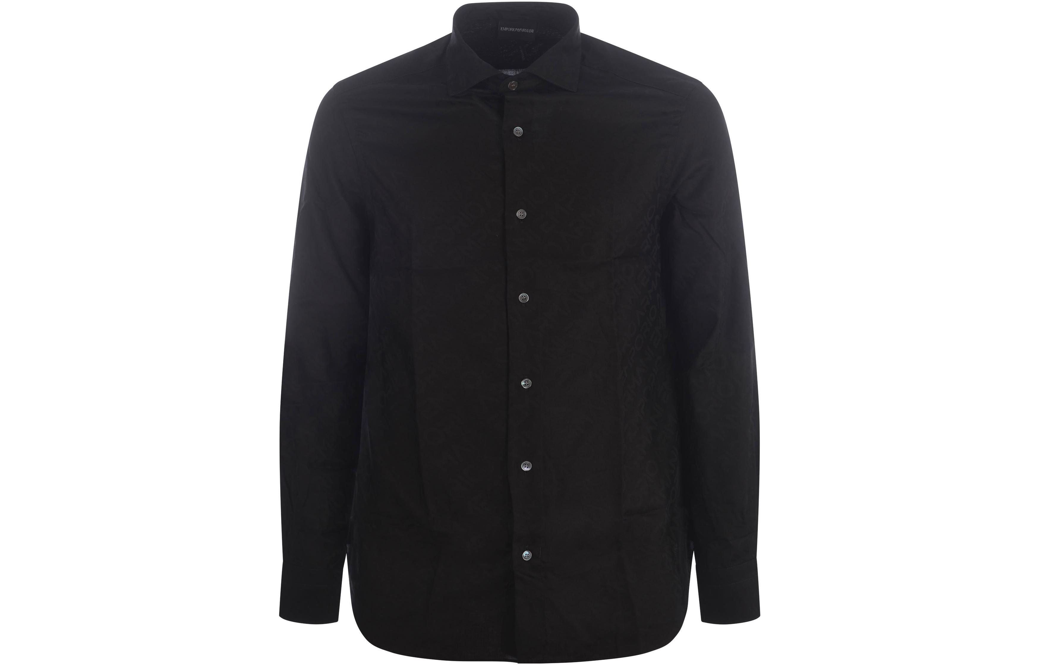 Order EMPORIO ARMANI SS23 Camisa Negra de Color Sólido con Botones 3R1C86-1K0DZ-F083