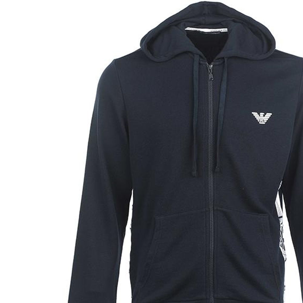 Details for EMPORIO ARMANI SS23  Solid Logo Print Drawstring Hoodie - Navy Blue 111666-3R571-0135