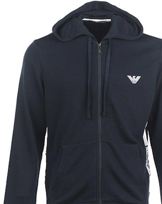 EMPORIO ARMANI SS23 Solid Logo Print Drawstring Hoodie - Navy Blue 111666-3R571-0135 Details for EMPORIO ARMANI SS23 Solid Logo Print Drawstring Hoodie - Navy Blue 111666-3R571-0135