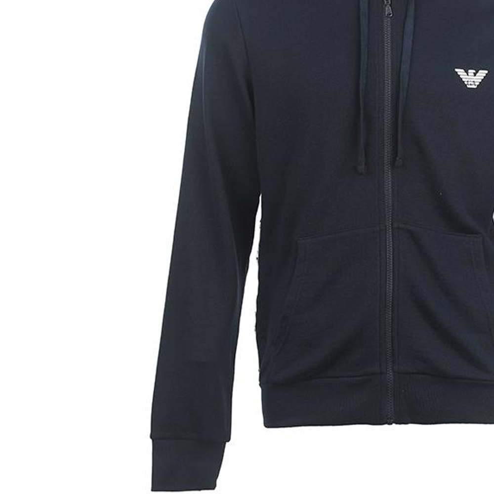 Sizing EMPORIO ARMANI SS23  Solid Logo Print Drawstring Hoodie - Navy Blue 111666-3R571-0135