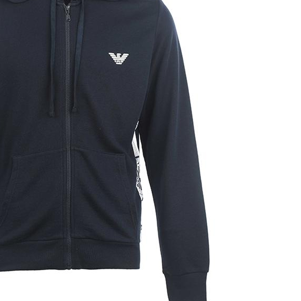 Cheap EMPORIO ARMANI SS23  Solid Logo Print Drawstring Hoodie - Navy Blue 111666-3R571-0135