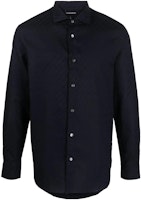 EMPORIO ARMANI SS23 Solid Navy Blue Long Sleeve Button-Up Shirt 3R1C86-1K0DZ-F9A8 EMPORIO ARMANI SS23 Solid Navy Blue Long Sleeve Button-Up Shirt 3R1C86-1K0DZ-F9A8