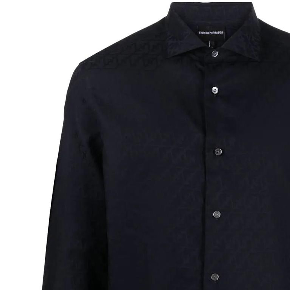 Details for EMPORIO ARMANI SS23 Kemeja Lengan Panjang Biru Dongker Navy Solid Button-Up 3R1C86-1K0DZ-F9A8