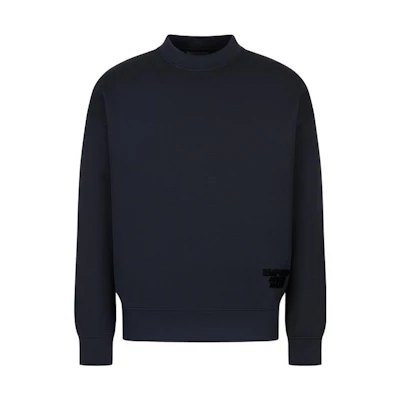 Emporio Armani SS23 Solid Pullover Navy Blue Long Sleeve Sweatshirt 3R1MBH-1JRHZ-0920