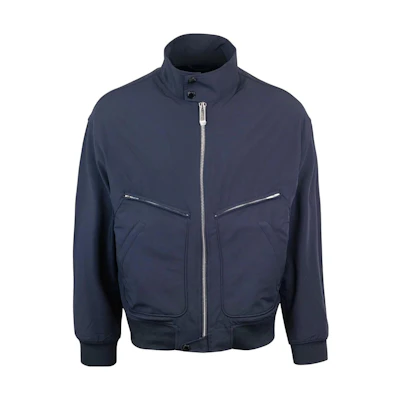 EMPORIO ARMANI SS23 Solid Zip Pocket Bomber Jacket Blue. 3R1BN1-1NNIZ-0920