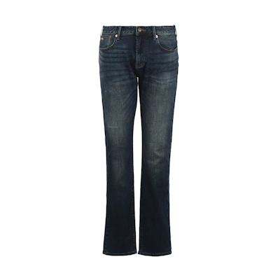 Emporio Armani SS23 Washed Straight-Leg Casual Jeans Dark Blue. 3R1J06-1DMXZ-0941