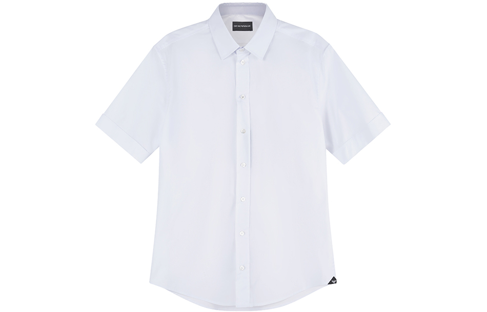 EMPORIO ARMANI SS23  White Casual Short-Sleeve Button-Up Shirt. D41CS4-01C68-100