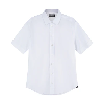 EMPORIO ARMANI SS23 White Casual Short-Sleeve Button-Up Shirt. D41CS4-01C68-100