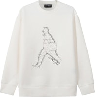 EMPORIO ARMANI SS23 White Embroidered Silhouette Crewneck Sweatshirt. 3R1MDQ-1JHSZ-0101 EMPORIO ARMANI SS23 White Embroidered Silhouette Crewneck Sweatshirt. 3R1MDQ-1JHSZ-0101