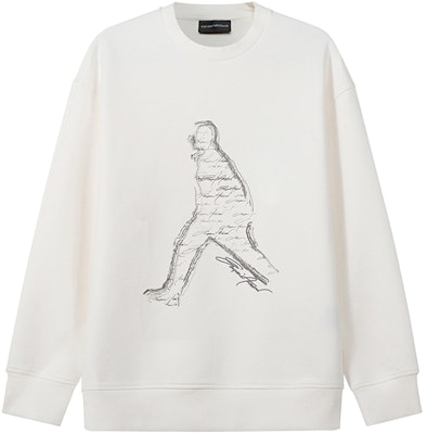 EMPORIO ARMANI SS23 White Embroidered Silhouette Crewneck Sweatshirt. 3R1MDQ-1JHSZ-0101 Buy EMPORIO ARMANI SS23 White Embroidered Silhouette Crewneck Sweatshirt. 3R1MDQ-1JHSZ-0101