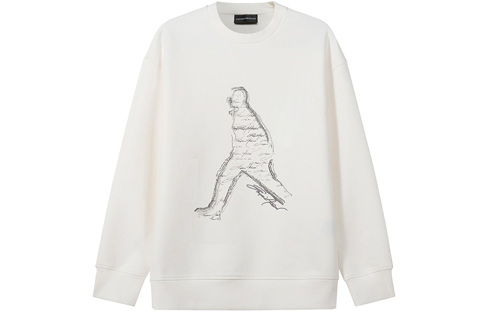 Order EMPORIO ARMANI SS23  White Embroidered Silhouette Crewneck Sweatshirt. 3R1MDQ-1JHSZ-0101
