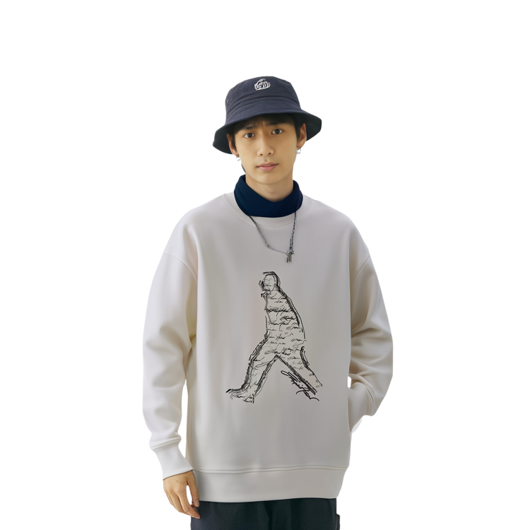 Details for EMPORIO ARMANI SS23  White Embroidered Silhouette Crewneck Sweatshirt. 3R1MDQ-1JHSZ-0101