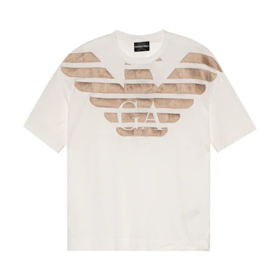 Emporio Armani SS23 White Logo Print Crewneck T-Shirt. 3R1TZ2-1JUVZ-01G0