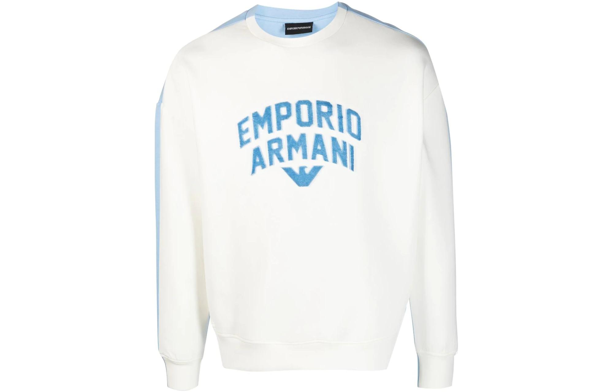 Order Emporio Armani SS23  White Logo Printed Pullover Casual Sweatshirt. 3R1MBE-1JHSZ-0164