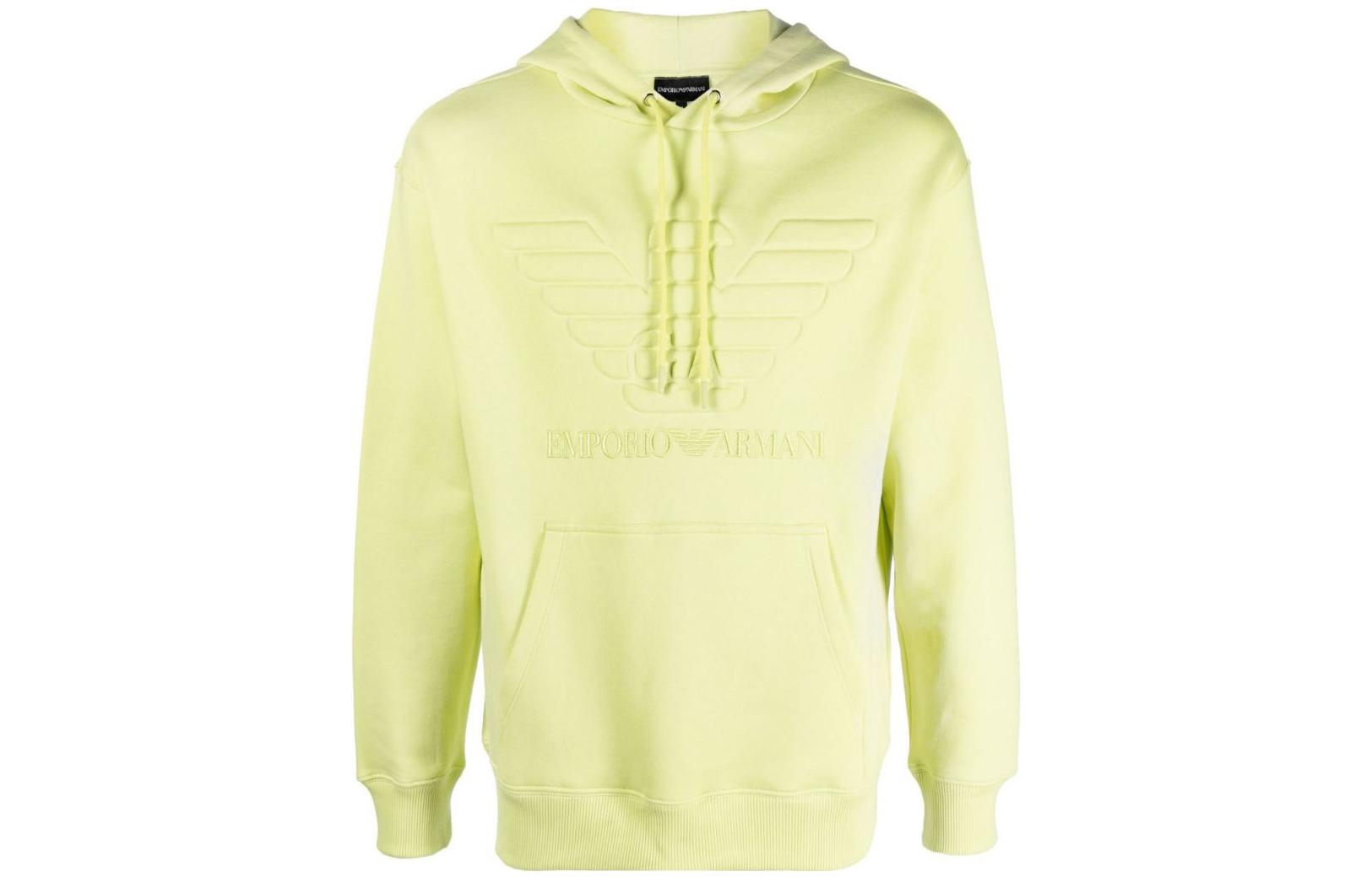 Emporio Armani SS23  Yellow Embossed Letter Long Sleeve Hoodie. 3R1M7Q1-JWEZ-0206